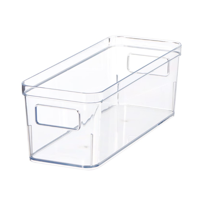 PantryNest Small Clear Plastic Pantry Organizer Bin, 12 x 4.5 x 4 in